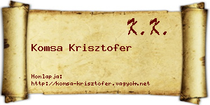 Komsa Krisztofer névjegykártya